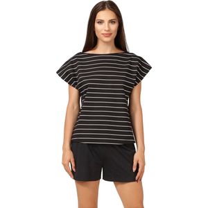 Bellivalini Dames Pyjama - Korte mouwen - Korte broek - Katoen - BLV-BLV50-174-PJ - Zwart Wit - S