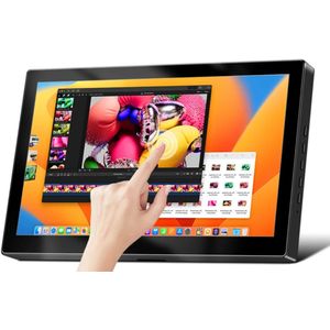 DrPhone FlexView – 7 Inch Draagbare Touchscreen Monitor met Ingebouwde Luidsprekers – Full HD Portable Display voor Gaming, Video’s & Werk – Zwart