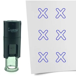 CombiCraft Stempel Open kruisje 10mm rond - Blauwe inkt