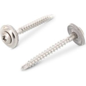 (12 STUKS) 4,5X50 TX 20 SPENGLERSCHROEF 2 DELIG ZELFBORENDE BOORPUNT (AFDICHTSCHIJF 15MM) ( RVS-A2-70 (AISI 304) 9387