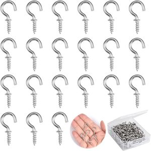 120 Pcs Small 1/2 Inch Crochet Screws for Ceiling Hooks - Metal Threaded Screw-in Hook for Plants