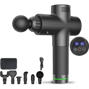 Handheld Percussiemassagepistool met 6 Verwisselbare Hoofden voor Spiertherapie en Ontspanning