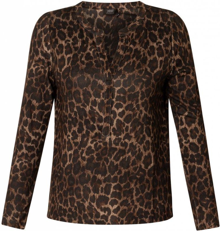 YEST - CURVE Valery Essential Jersey Shirts - Multi Leopard - T-shirt