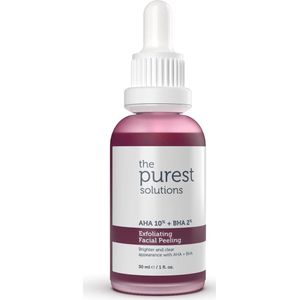 The Purest Solutions AHA 10% + BHA 2% Peeling Solution Exfoliating Facial Peeling | Vegan | Hyaluronzuur | Acne | Littekens | Talg balanceren | Vergrote en verstopte poriën | Vermoeide huid