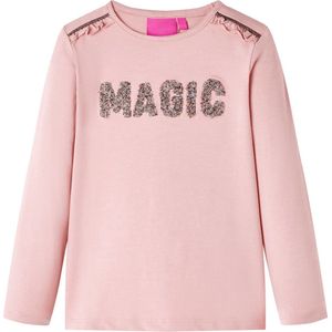 vidaXL - Kindershirt - met - lange - mouwen - 92 - lichtroze