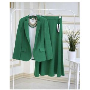 2-delige set voor dames, soepele, geplooide lange rok, tweedelig outfit, bedrukt shirt met knopen en lange plooirok, 2-delig