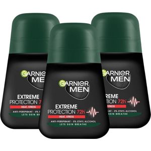 Garnier Men Deodorant Roll-On Extreme Protection 72h Anti-Perspirant Deodorant Roller - 3 X 50ml - Deodorant Man