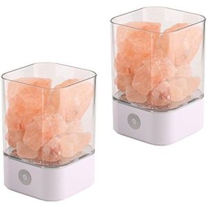 Lexium Zoutlamp - Zoutlamp Himalayazout - Zoutlampen - Zoutlamp Nachtlampje - Zout Lamp - Zoutlampje - 2 Stuks