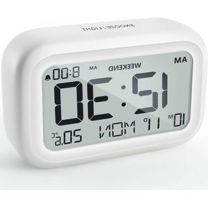Wekker op batterijen met LCD-display en snooze voor slaapkamer en bureau.