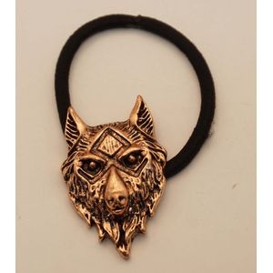 Haarelastiek metalen wolf in de kleur koper rood - wolven haarelastiek - haar staart elastiek - haarelastiekjes voor vlecht - stoere wolven haarelastiek - metalen bedel haarelastiek - vrouwelijke haarelastiek - mannen haarelastiek - haarelastiek wolf