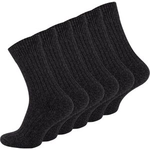 6 paar Noorse wollen sokken met gewatteerde zool - Antraciet - Maat 39-42