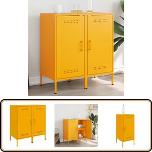 vidaXL Dressoirs - Staal - Mosterdgeel - 2 stuks Industriele Dressoir - Buffetkast Industrieel - Vintage Dressoir - Salontafel - Tv Tafel