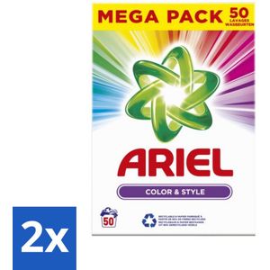 2 x Ariel Color & Style - Waspoeder - Gekleurde Was - 50 Wasbeurten - Waspoeder - Gekleurde Was - Ariel Color & Style - Kleurverzorging - Wasoplossing