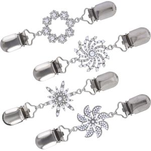 4 Stuks - Broche Clip - Vestklem - Vestsluiting - Vestclip Dames - Vestsluiting Dames - Vestspeld - Vestclip - Clip Met Haakje - Broche - Blouse - Gebreide Jas - Jurken - Jas - Antislip Vaste Gesp - 4 Stijlen