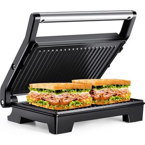Royalty Line® PM1000 Tosti Apparaat - Kleine Contactgrill - Panini Grill - 1000W - Toaster Grill - 23 x 15 cm - Tosti Ijzer - Grill Apparaat - Tosti Ijzers Met Zwevende Plaat - Zwart