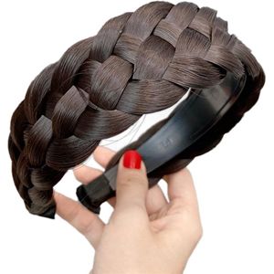 Braided Hair Headbands, Women's Hair Accessories Braided Hair Wig Hair Bands Braided Headband Women Headband Hair Bands with Teeth Hair Band Hair Styling Accessories, Black Brown