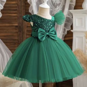 Jurk Meisjes Prinses met Strik - Hoge Kwaliteit - Groen / Green - Maat: 74/80 - Luxe Prinsessenjurk voor Meisjes - Baby Jurk - Feest Jurk - Gala Dress - Birthday Dress - Verjaardag Jurk - Luxe Jurk voor Baby's - Meisjes Jurk - Feestjurk - Trouwjurk