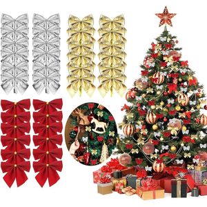 72 stuks kerststrikken, kerstboomdecoratie, kerststrikken, cadeaustrikken, mini-satijnen strikken, trekstrikken, kerstboomstrikken, decoratieve strik als cadeau