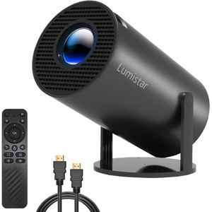 Lumistar® Premium Mini Beamer - Alles-in-één Smart TV Projector - 2025 model - Android 13.0 - WiFi 6 & Bluetooth 5.2 - 4k Ondersteuning - Beamer - Inclusief Hdmi kabel - Home Cinema - Zwart