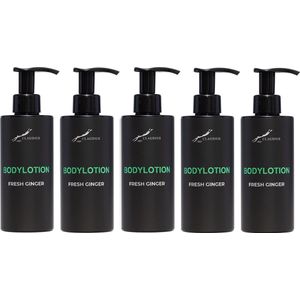 Bodylotion Fresh Ginger 300 ml - met pomp - zwarte fles - set van 5 stuks - Voordeelverpakking