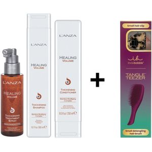 L'ANZA Healing Volume Thickening Triple Set - 300+250+100ml + Tangle TEEZER