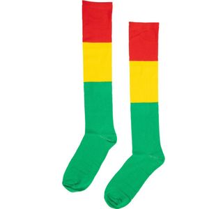 KIMU Lange Sokken Rood Geel Groen Reggae - 36-40 - Lange Kousen Sportsokken Skisokken Cheerleader Voetbalsokken Kniesokken Hockey Unisex Sinterklaas Kado