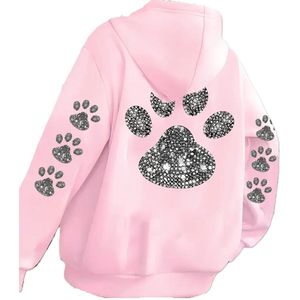 Hoodie pootjes - vest - sweater - outdoortrui - trui - pootafdrukken - rits - capuchon - maat S