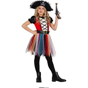 Guirca - Piraat & Viking Kostuum - Miriam De Beruchte Piraat Van De Zuidelijke Zee - Meisje - Rood, Zwart - 10 - 12 jaar - Carnavalskleding - Verkleedkleding
