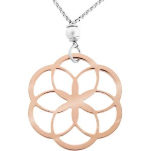 Orphelia Zilver - Zilver/Roosgoudkleurige Ketting met Bloem - ZK-7182 - 45 cm