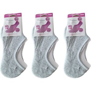 Ruinur Kousenvoetjes - Onzichtbare Sokken - Sneakersokken - Unisex - Maat 36-41 - 3 Paar - Grijs