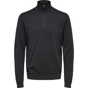 Selected - Heren Sweaters Berg Half Zip Cardigan Antraciet - Grijs - Maat XL