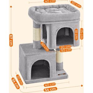 orion store - Krabpaal voor katten tot 3 kg met groot platform en sisalpalen in lichtgrijs - 40cm x 30cm x 67cm