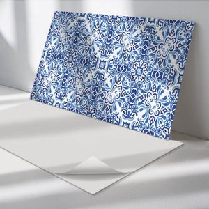 Wallfluent Vinyl Wandpaneel - Klassiek bloemenpatroon Zelfklevende Wandbekleding - 120 cm x 60 cm - Blauw Vinyl Wandpaneel - 1 stuk - Rechthoekig Wandbekleding Vinyl - Patroon Wandpaneel - Wandpaneel PVC - Wandpaneel Keuken en Badkamer