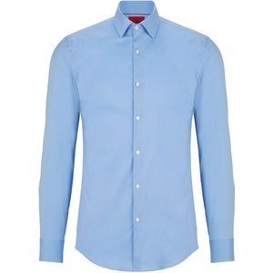 HUGO Kenno slim fit overhemd - popeline - blauw - Strijkvriendelijk - Boordmaat: 43