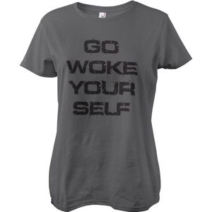 Hybris Go Woke Yourself Girly Tee Damen T-Shirt Dark-Grey-S