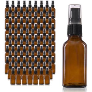 Oputec 143 x 30ml pompflessen – bruine glazen crèmespender & lotionspender – navulbaar & herbruikbaar – dicht & reisvriendelijk