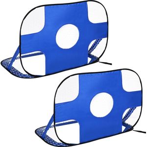 HOMCOM Voetbaldoelen pop-up doel draagbare voetbaldoelen set van 2 minidoelen opvouwbaar blauw A62-014