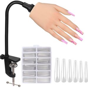 Acrylnagels Oefenhand Verlengingsset - Complete Set voor Nagelverlenging - Realistische Oefenvingernagel - Nageltechnieken Oefenen - Inclusief Accessoires