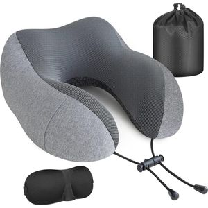 Comfortabel reiskussen traagschuim met slaapmasker en oordopjes voor vliegtuig en auto