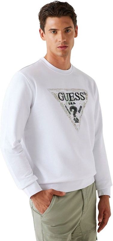 Guess, Heren, Sweatshirts & Hoodies, Wit, Maat: S Katoen,