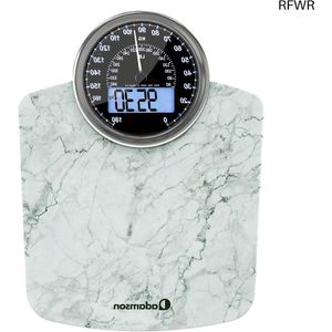 RFWR® Hybride personenweegschaal - digitaal en analoog, tot 180 kg, gehard glas, groot display, eenvoudig af te lezen