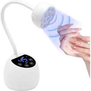 Mini Nail Art UV-lamp met slimme automatische sensor en LCD-scherm, 12 LED-lichtparels, 4 standen Gel Nail Art-lamp, 36W draagbare kleine nageldroger voor salon- en thuisgebruik, wit