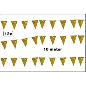 12x Vlaggenlijn goud 10 meter metalic - 1 kleur - vlaglijn themafeest hollywood festival verjaardag goud party