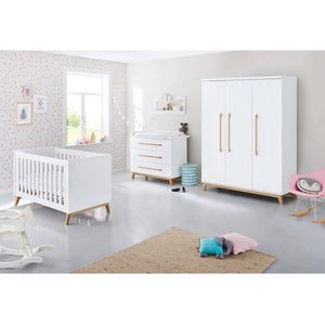 Riva 3-delige kinderkamerset - babymeubels - babyset - converteerbaar ontwerp - ledikantbed 149x78x84cm, commode 115x78x105cm, kledingkast 150x58x193cm