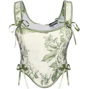 SCARLET DARKNESS Dameskorset met bloemenmotief, met middeleeuwse en renaissance stijlinvloeden, vintage middeleeuwse kanten korsettop