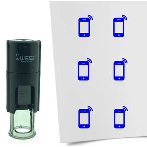 CombiCraft Stempel Smartphone 10mm rond - Blauwe inkt