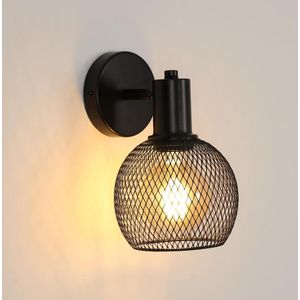Delaveek-Creatieve ijzeren kooi wandlamp- zwart- 18*15*22cm- E27 kop (lichtbron niet inbegrepen)