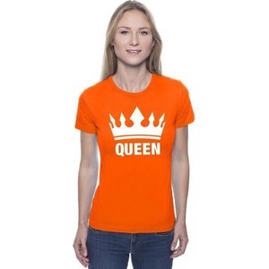 Bellatio Decorations Koningsdag t-shirt voor dames - Queen - oranje - feestkleding S