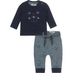 Dirkje Bio Basic SET(2delig) Groene Broek met beertjes, Shirt navy met beertje - Maat 56