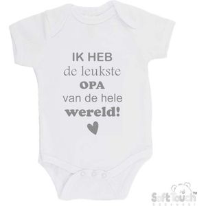 100% katoenen Romper ""Ik heb de leukste opa van de hele wereld"" Unisex Katoen Wit/grijs Maat 56/62